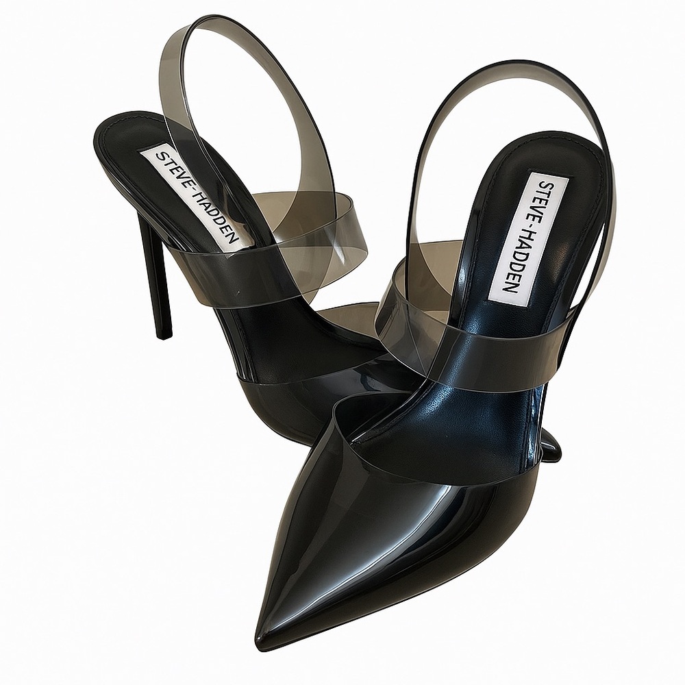 Steve Madden Vienne Clear Strap Heeled Sandals – Black – Size 9M Never worn